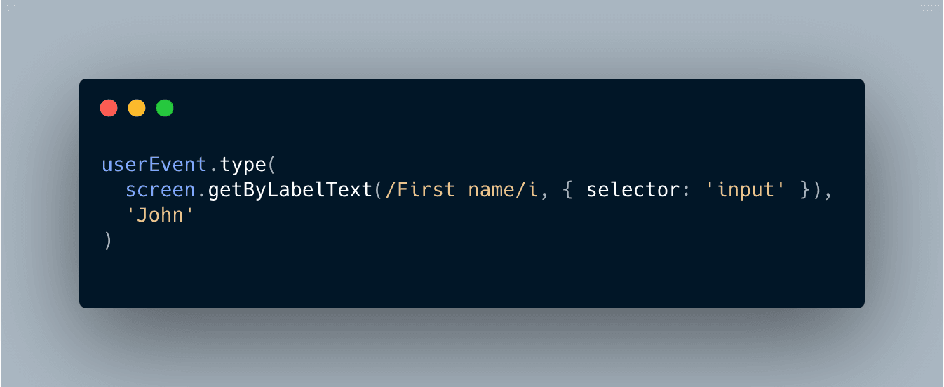 Example of using userEvent in React Testing Library